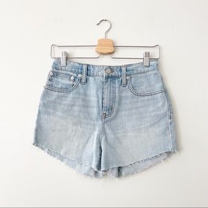 Madewell High Waist Denim Shorts Light Wash. Women's Size 25. Raw Hem EUC
